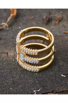 three tone stylish designer diamond ring