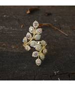 golden silver stylish adjustable diamond ring