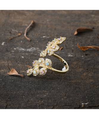 golden silver stylish adjustable diamond ring 2