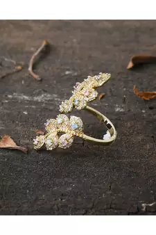 golden silver stylish adjustable diamond ring
