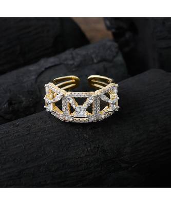 golden silver designer cute diamond ring 1