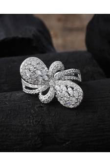silver designer stylish elegant diamond ring