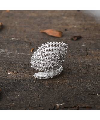 silver adjustable stylish beautiful diamond ring 1