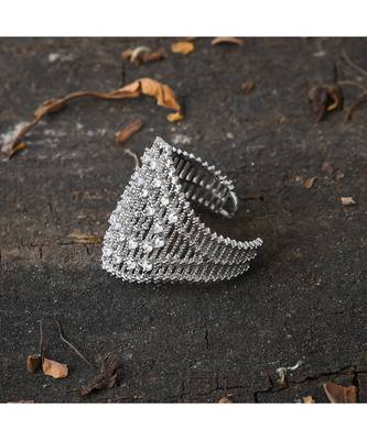 silver elegant stylish smart look diamond ring 2