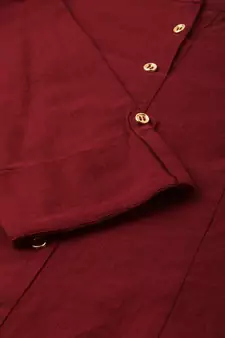 Cotton Slub Solid Straight Kurta With Ajarak Printed Palazzo Set Maroon