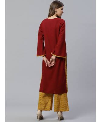 Cotton Slub & Cambric Cotton Regular Straight Kurta with Palazoo Set 5
