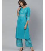 Rayon Gold Printed Straight Kurta & Palazoo Setteal