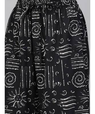 Cotton Floral Printed Straight Kurta With Palazoo & Dupatta Set White & Balck 2