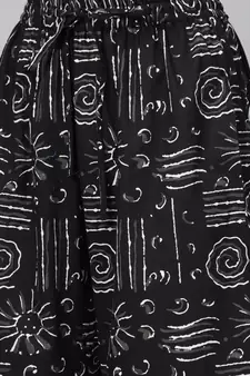 Cotton Floral Printed Straight Kurta With Palazoo & Dupatta Set White & Balck