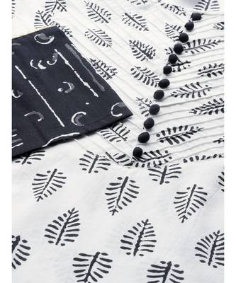 Cotton Floral Printed Straight Kurta With Palazoo & Dupatta Set White & Balck 3