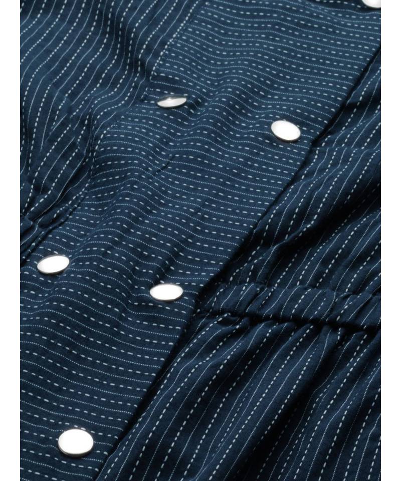 Kantha Cotton Stripes Printed Regular Tunic Blue