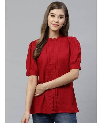 Rayon Dobby Designer Top Maroon 1