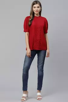 Rayon Dobby Designer Top Maroon
