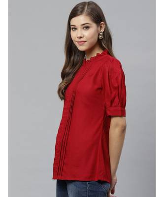 Rayon Dobby Designer Top Maroon 4
