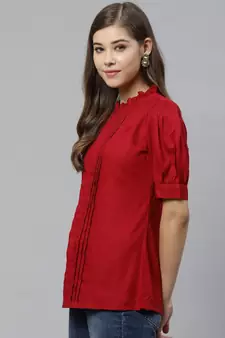 Rayon Dobby Designer Top Maroon
