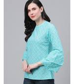 Geomatrical Printed Casual Topsky Blue