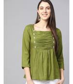 Rayon Solid Regular Top Green
