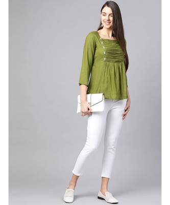 Rayon Solid Regular Top Green 2