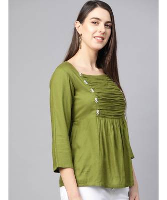 Rayon Solid Regular Top Green 4