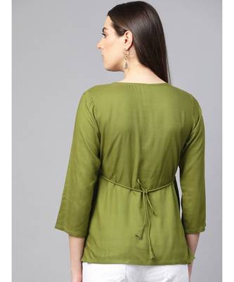 Rayon Solid Regular Top Green 5