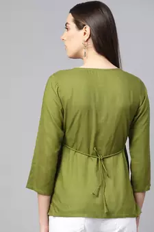Rayon Solid Regular Top Green