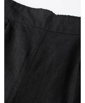 Cotton Slub Solid Regular Fit Casual Trouser Pants Black 3
