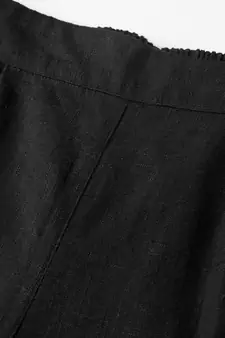 Cotton Slub Solid Regular Fit Casual Trouser Pants Black
