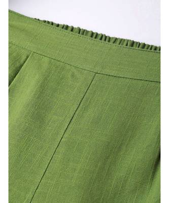 Cotton Slub Solid Regular Fit Casual Trouser Pants Green 2