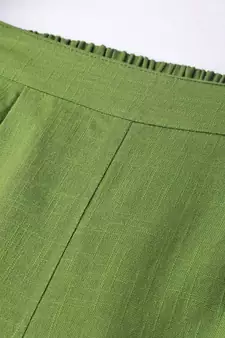 Cotton Slub Solid Regular Fit Casual Trouser Pants Green