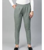 Cotton Slub Solid Regular Fit Casual Trouser Pants Grey