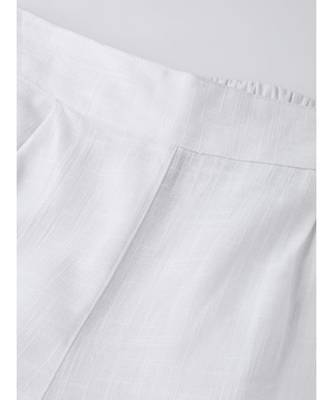 Cotton Slub Solid Regular Fit Casual Trouser Pants White 3