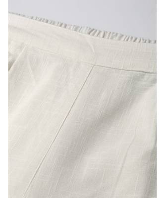 Cotton Slub Solid Regular Fit Casual Trouser Pants Off-White 3