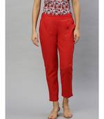 Cotton Slub Solid Regular Fit Casual Trouser Pants