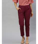 Cotton Slub Solid Regular Fit Casual Trouser Pants