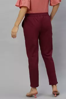 Cotton Slub Solid Regular Fit Casual Trouser Pants