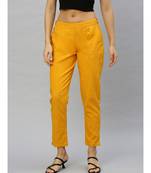 Cotton Slub Solid Regular Fit Casual Trouser Pants