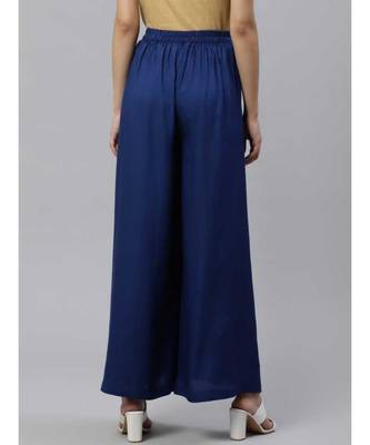 Solid Rayon Palazzo Pants Blue 1