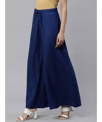 Solid Rayon Palazzo Pants Blue 2