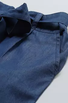 Denim Mid-Rise Culottes With Waist Tie-Up