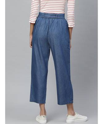 Denim Mid-Rise Culottes With Waist Tie-Up 5