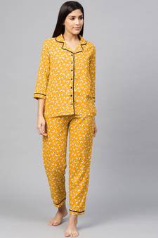 Floral Printed Night Suityellow