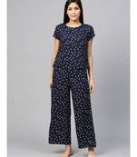 Polka Dot Printed Night Suitblue