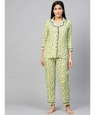 Floral Printed Night Suitgreen 1