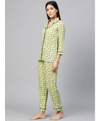 Floral Printed Night Suitgreen 3