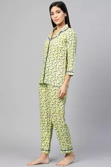Floral Printed Night Suitgreen