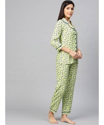 Floral Printed Night Suitgreen 4