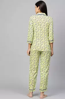 Floral Printed Night Suitgreen