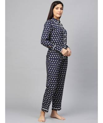 Geomatrical Printed Night Suitblue 2