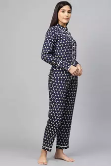 Geomatrical Printed Night Suitblue