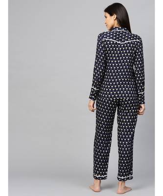 Geomatrical Printed Night Suitblue 5